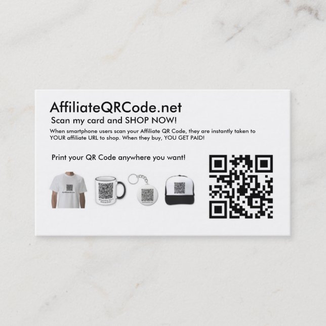 Cartes de visite de code QR affiliés (Devant)