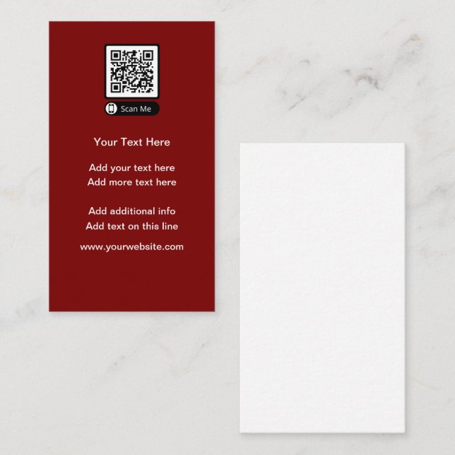 Cartes de visite de code QR vertical du budget (Devant / Derrière)