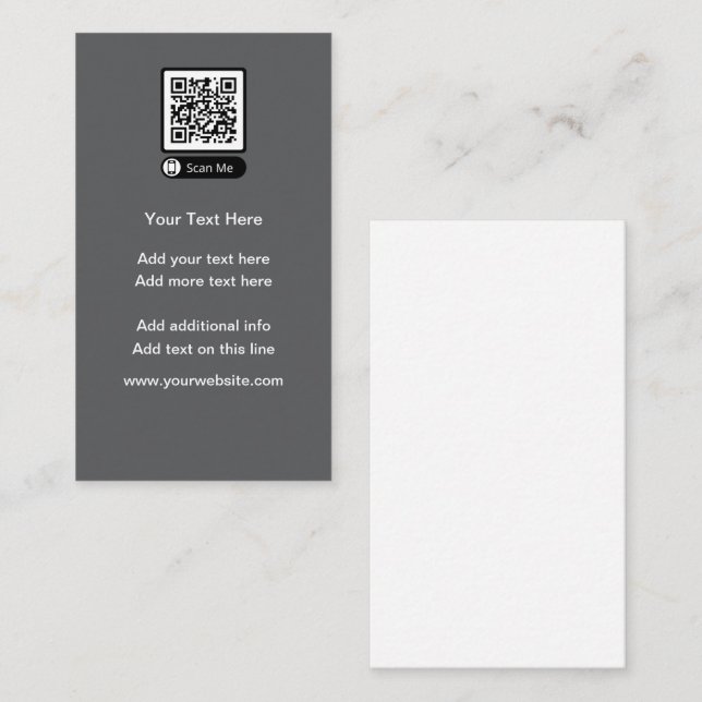 Cartes de visite de code QR vertical du budget (Devant / Derrière)