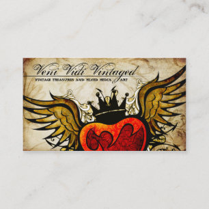 Cartes de visite de coeur à ailes par tatouage