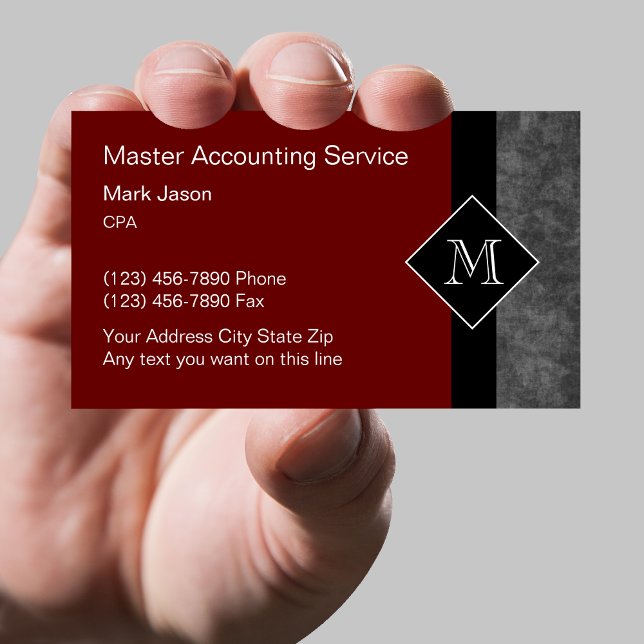 Cartes de visite de comptable de style monogramme (Créateur téléchargé)