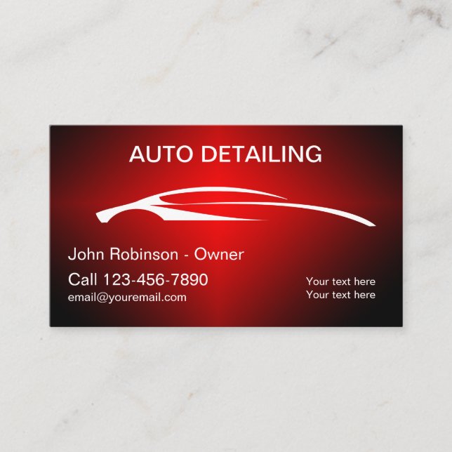 Cartes de visite de conception de detailing automo (Devant)