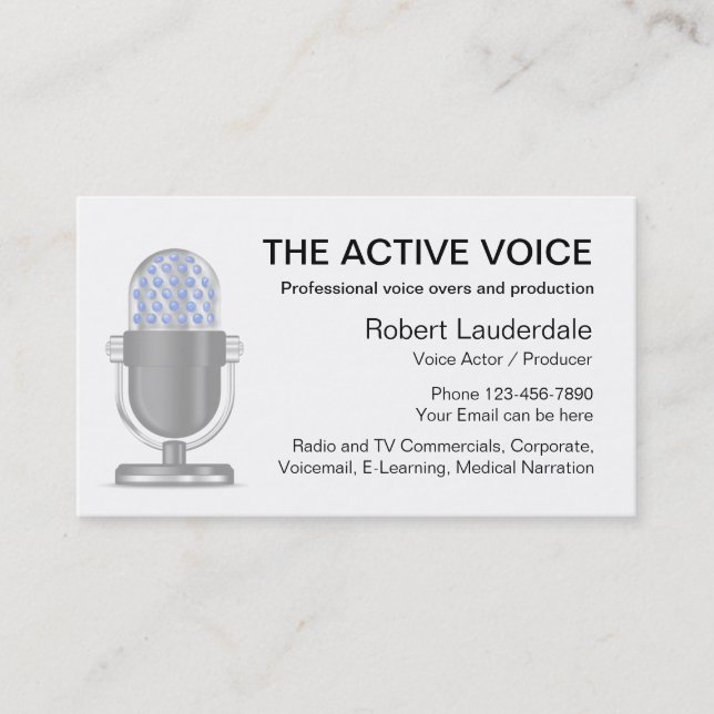 Cartes de visite de conception pour acteur vocal p (Devant)