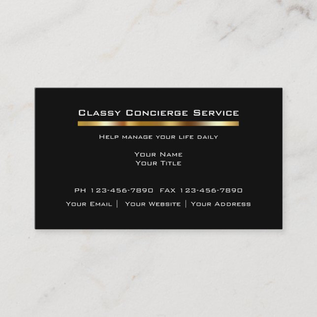 Cartes de visite de concierge de luxe (Devant)