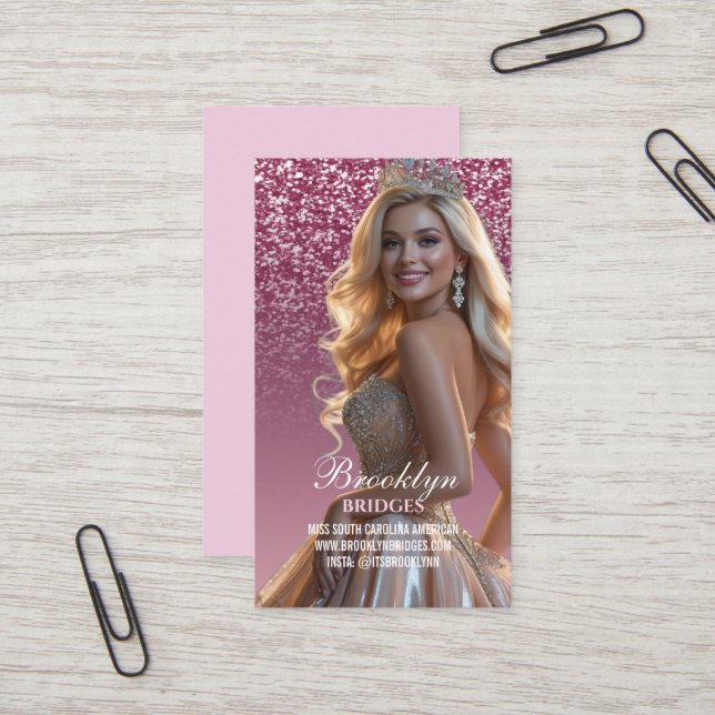 Cartes de visite de concours Berry Sparkle avec ph (Devant/Arrière en situation)
