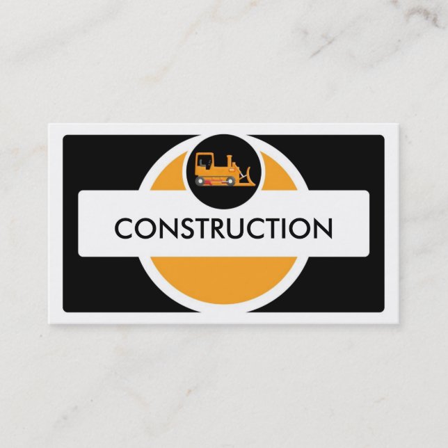 Cartes de visite de construction du bulldozer noir (Devant)