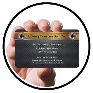 Cartes de visite de construction puissants