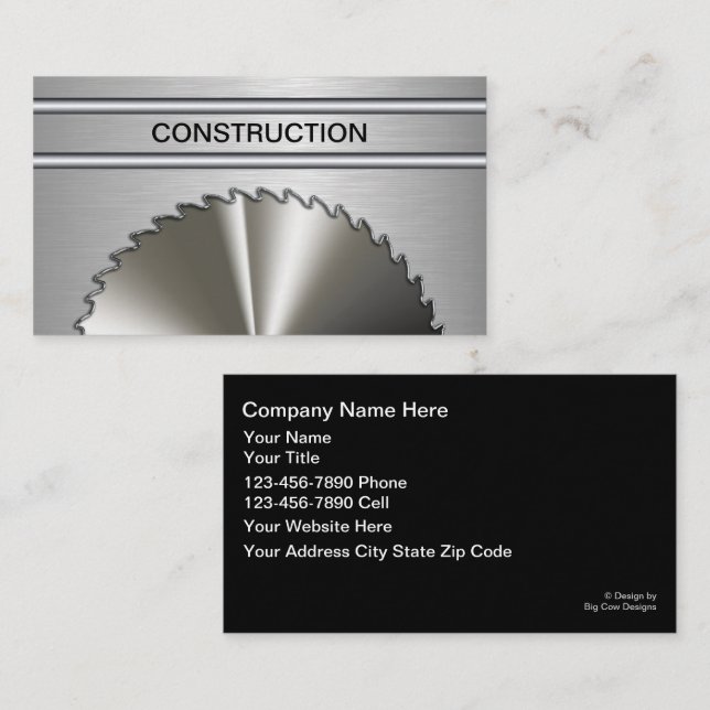 Cartes de visite de construction uniques et cool (Devant / Derrière)