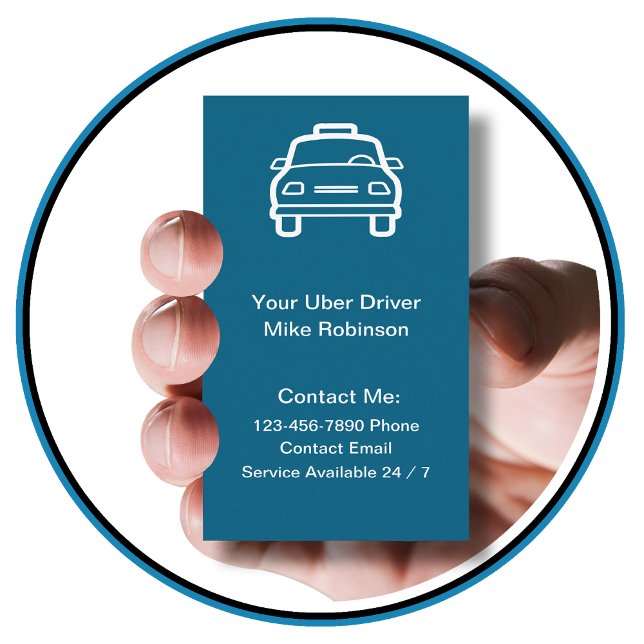 Cartes de visite de contact simple Uber Driver (Créateur téléchargé)