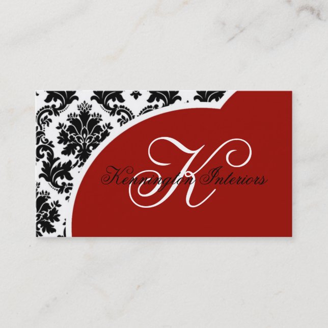 Cartes de visite de Crimson Red Black Damask (Devant)