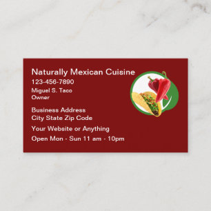 Cartes de visite de cuisine mexicaine naturelle
