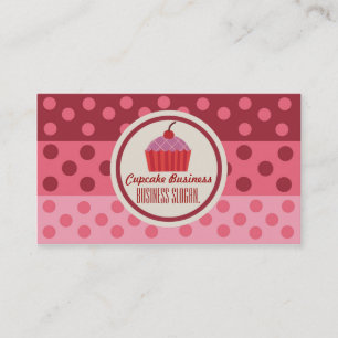 Cartes de visite de cupcake à pois roses personnal