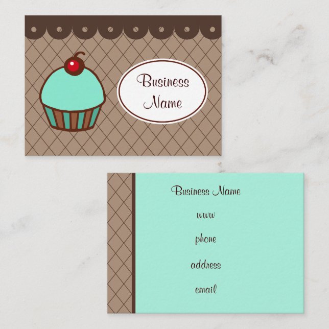 Cartes de visite de cupcake de boulangerie (Devant / Derrière)