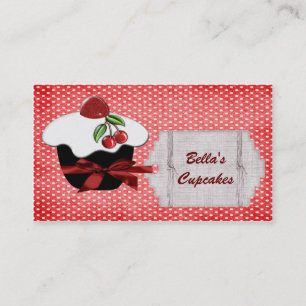 cartes de visite de cupcake rouge