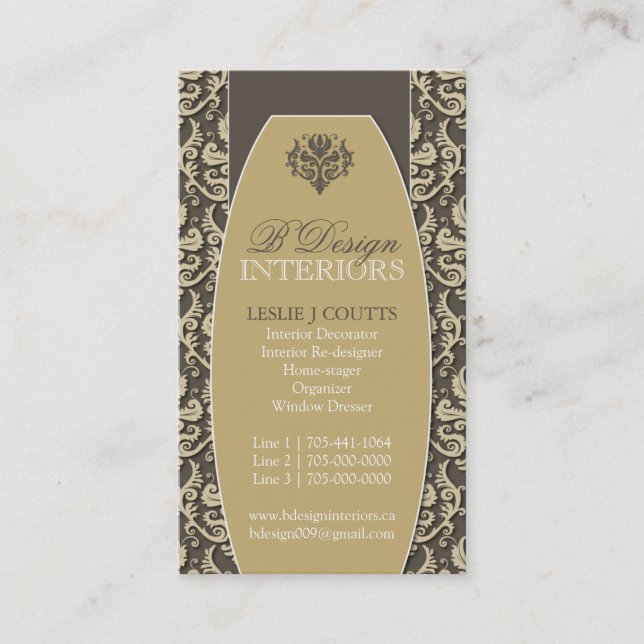 Cartes de visite de décorateur intérieur de (Devant)