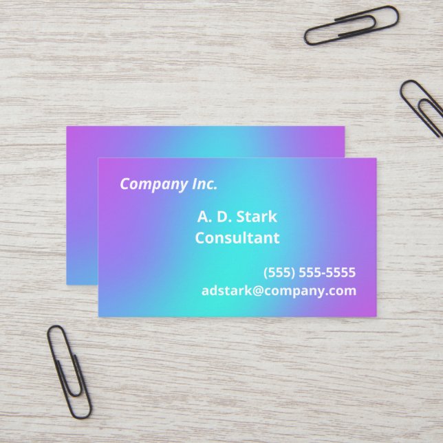 Cartes de visite de dégradé violet à Turquoise (Devant/Arrière en situation)