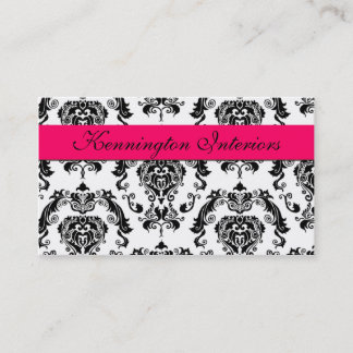 Cartes de visite de dentelle noir rose chaud