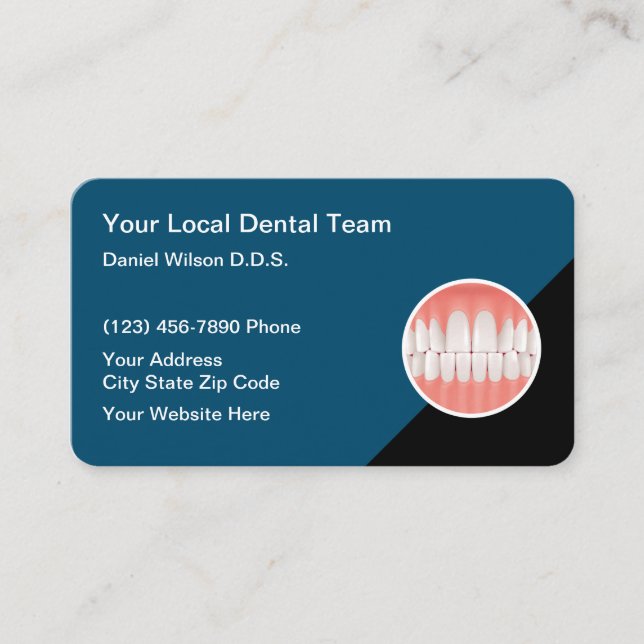 Cartes de visite de dentiste avec graphique de den (Devant)