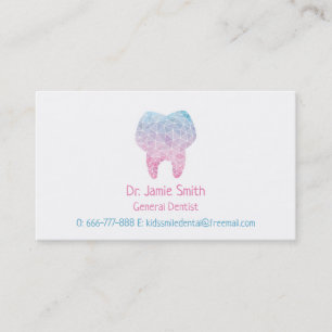 Cartes de visite de dentiste de dent de polygone