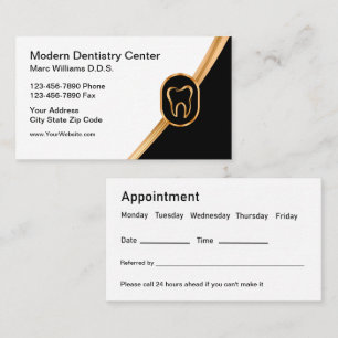 Cartes de visite de dentiste élégantes avec rendez