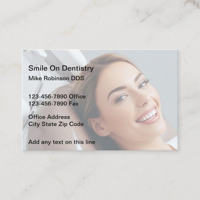 Cartes de visite de dentiste thème Sourire (Devant)