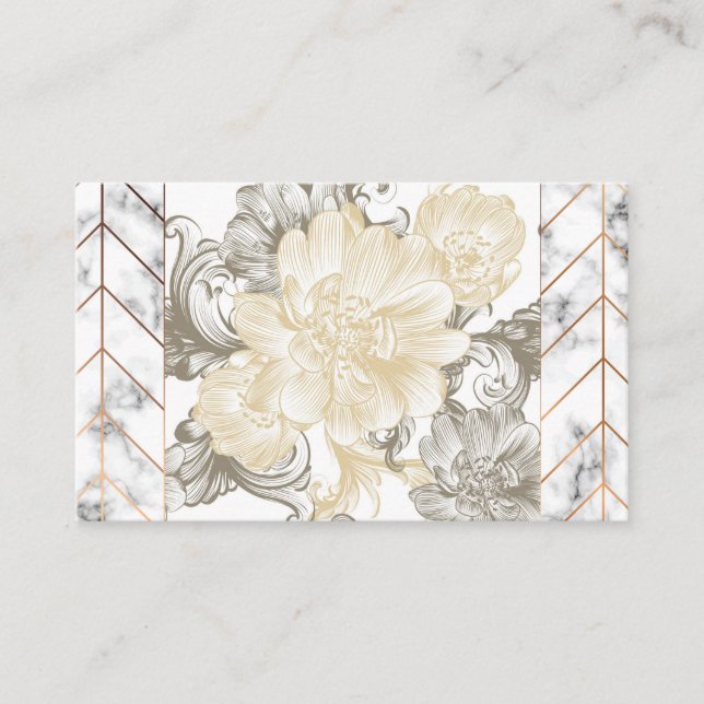 Cartes de visite de design de marbre floral (Devant)