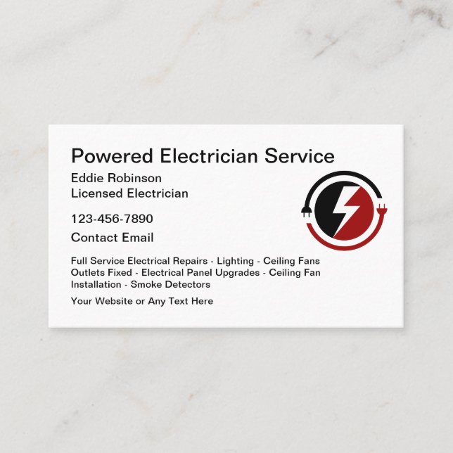 Cartes de visite de design moderne d'électricien (Devant)