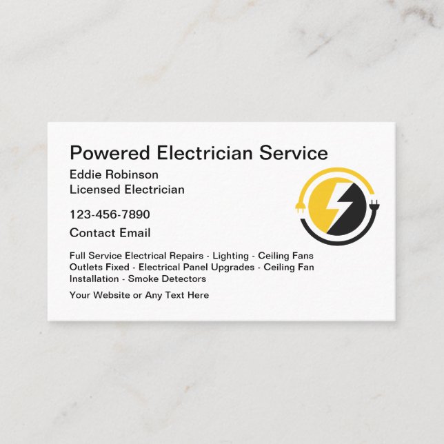 Cartes de visite de design moderne d'électricien (Devant)