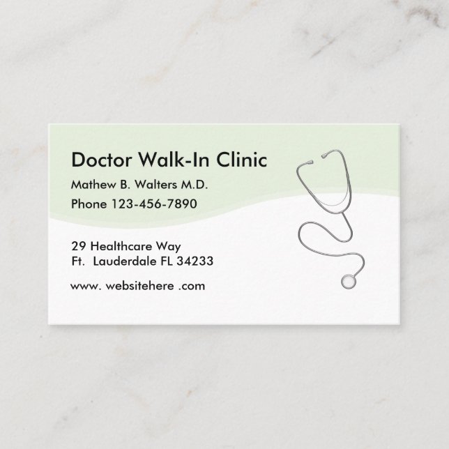 Cartes de visite de docteur Walk In Clinic (Devant)