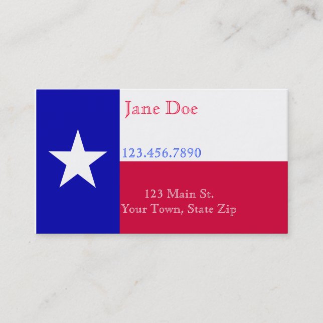 Cartes de visite de drapeau du Texas (Devant)