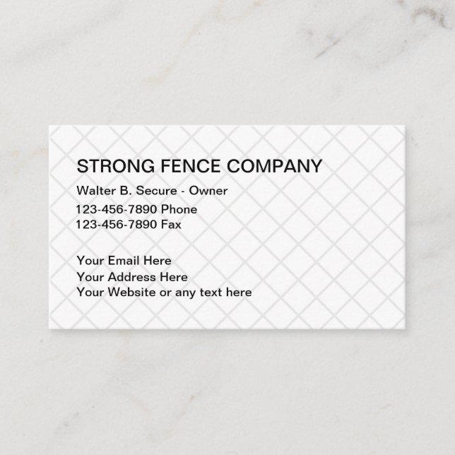 Cartes de visite de Fence Company (Devant)
