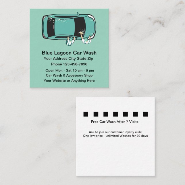 Cartes de visite de fidélité client de lavage de v (Devant / Derrière)