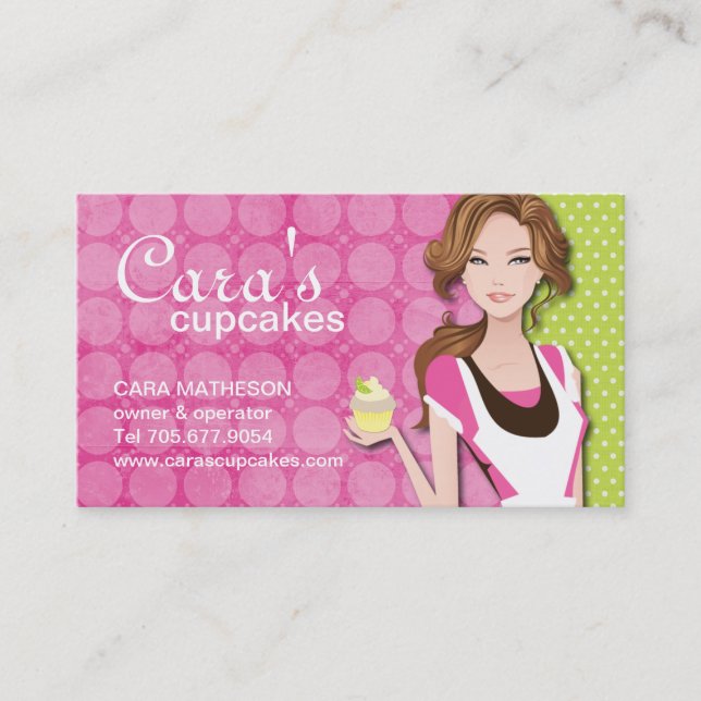 Cartes de visite de fille de petit gâteau de brune (Devant)