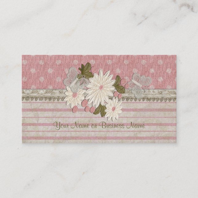 Cartes de visite de fleurs et de papillons (Devant)