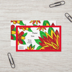 Cartes de visite de fleurs rouges