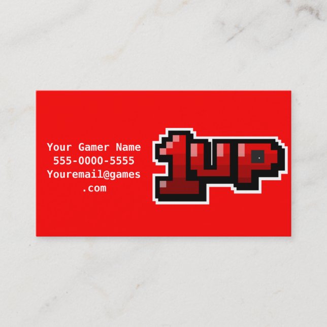 cartes de visite de Gamer du jeu vidéo 1UP (Devant)