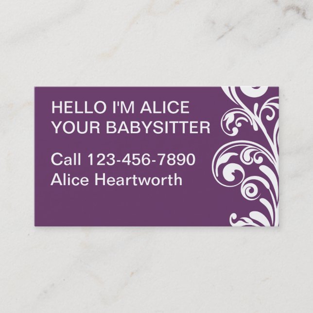 Cartes de visite de garde d'enfants simples (Devant)