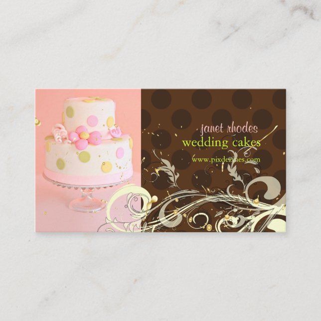 cartes de visite de gâteau mariage rose/chocolat (Devant)