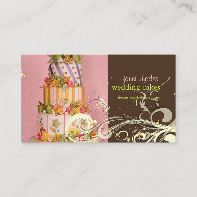 cartes de visite de gâteau mariage rose et chocola (Devant)