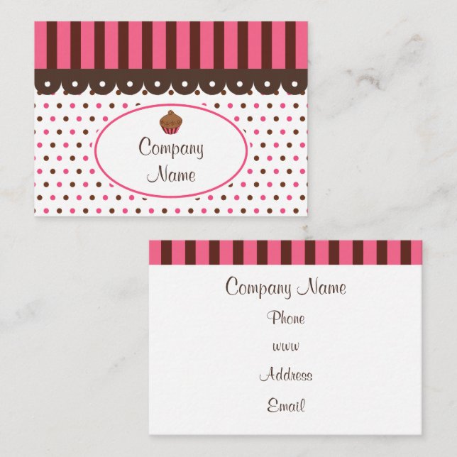 Cartes de visite de la boulangerie Cupcake (Devant / Derrière)