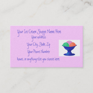 Cartes de visite de la boutique de crème glacée