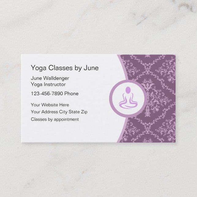 Cartes de visite De La Classe De Yoga Violet Et Bl (Devant)