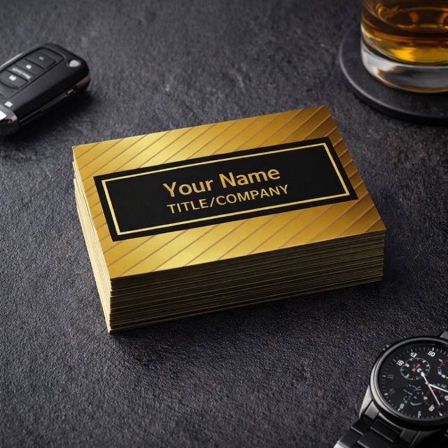 Cartes de visite de la société Classy Gold And Bla (The metal details are simulated in the artwork. No actual metal will be used in making this product.)