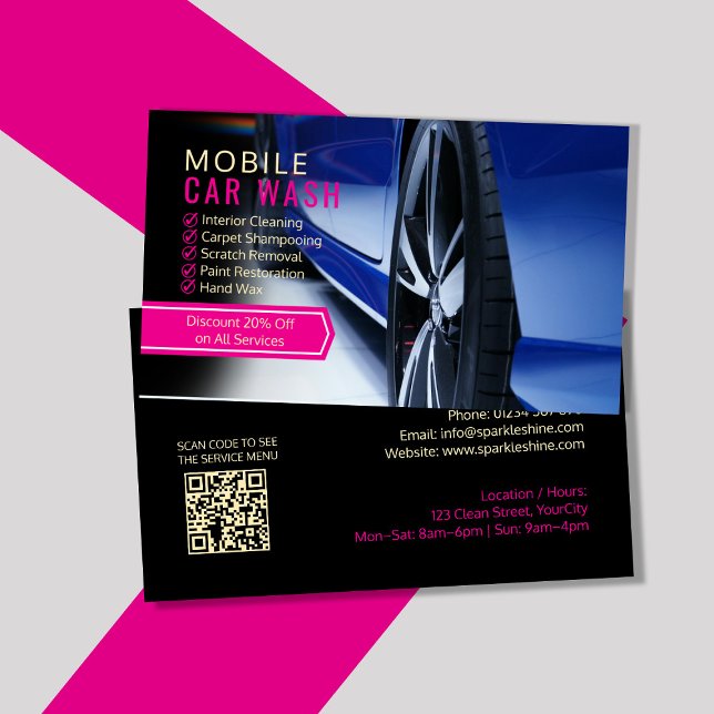 Cartes de visite de lavage de voiture mobile perso (Créateur téléchargé)