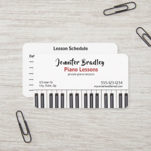 Cartes de visite de l'enseignant de piano personna