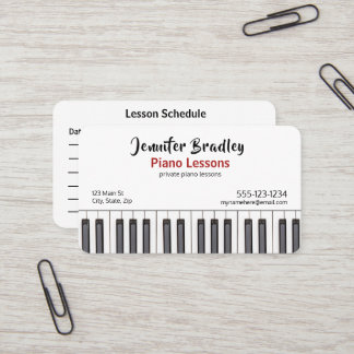 Cartes de visite de l'enseignant de piano personna