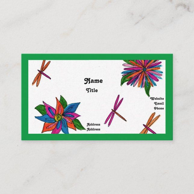 Cartes de visite de libellules (Devant)