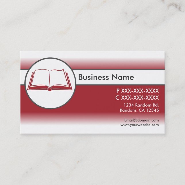 Cartes de visite de livre ouvert blanc rouge (Devant)