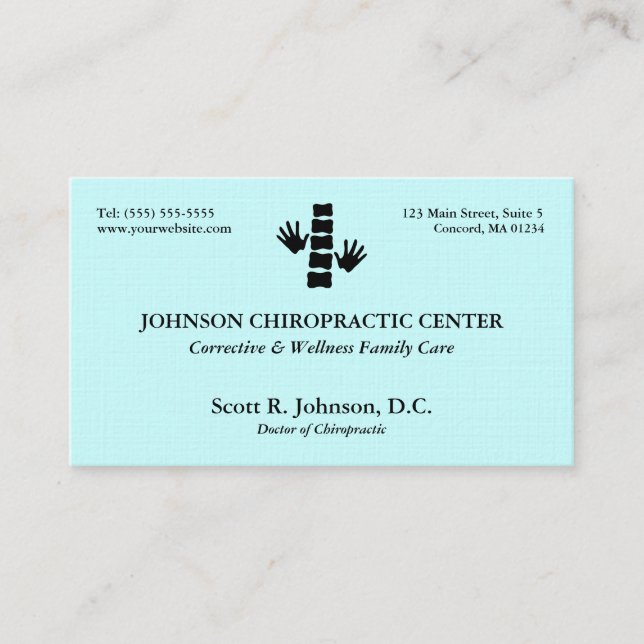 Cartes de visite de logo de chiropractie (Devant)