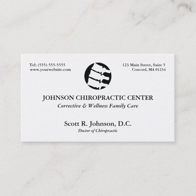 Cartes de visite de logo de chiropractie (Devant)